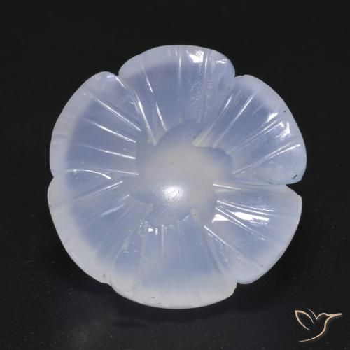 11.62ct طبيعي أزرق بنفسجى عقيق أبيض أو كالسيدونى, قص وردة, نصف شفاف