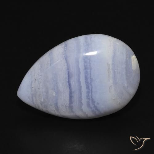 14.58ct طبيعي أزرق بنفسجى عقيق أبيض أو كالسيدونى, شكل الكمثرى, غير شفاف