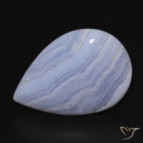 17.18ct طبيعي أزرق أرجوانى فاتح عقيق أبيض أو كالسيدونى, شكل الكمثرى, غير شفاف