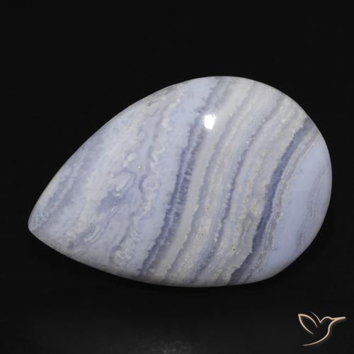 19.83ct طبيعي أزرق سماوى فاتح عقيق أبيض أو كالسيدونى, شكل الكمثرى, غير شفاف