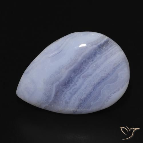14.73ct طبيعي أزرق فاتح عقيق أبيض أو كالسيدونى, شكل الكمثرى, غير شفاف