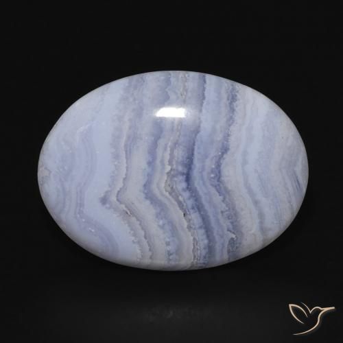 13.27ct طبيعي أزرق أرجوانى فاتح عقيق أبيض أو كالسيدونى, بيضوي, غير شفاف