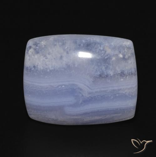 15.63ct طبيعي أزرق أرجوانى فاتح عقيق أبيض أو كالسيدونى, وسادة, غير شفاف