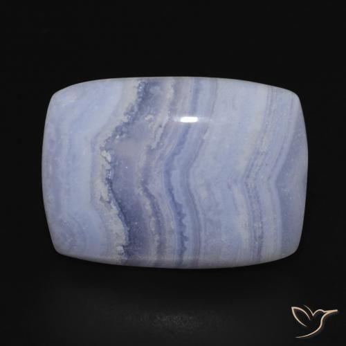 19.70ct طبيعي أزرق بنفسجى عقيق أبيض أو كالسيدونى, وسادة, غير شفاف