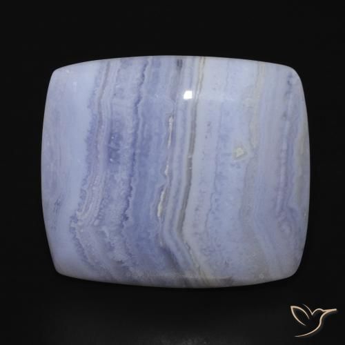 28.50ct طبيعي أزرق فاتح عقيق أبيض أو كالسيدونى, وسادة, غير شفاف