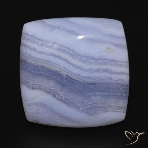 24.49ct طبيعي أزرق أرجوانى فاتح عقيق أبيض أو كالسيدونى, وسادة, غير شفاف