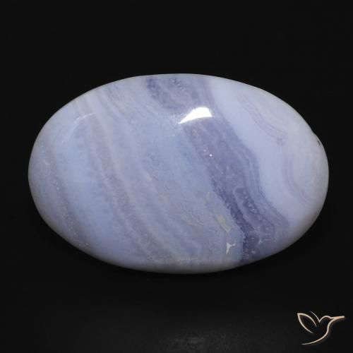 21.17ct طبيعي أزرق بنفسجى عقيق أبيض أو كالسيدونى, بيضوي, غير شفاف