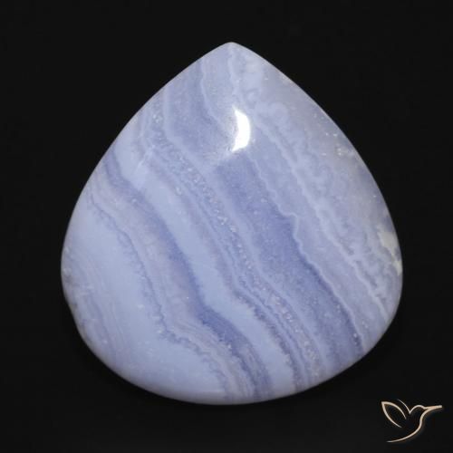 17.84ct طبيعي أزرق فاتح عقيق أبيض أو كالسيدونى, شكل الكمثرى, غير شفاف