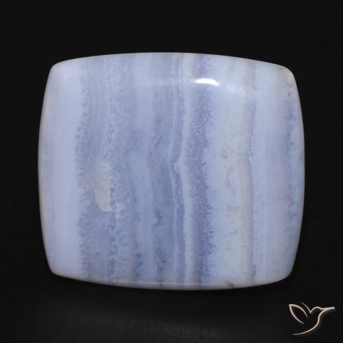 16.98ct طبيعي أزرق بنفسجى عقيق أبيض أو كالسيدونى, وسادة, غير شفاف