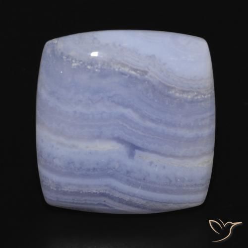 21.68ct طبيعي أزرق بنفسجى عقيق أبيض أو كالسيدونى, وسادة, غير شفاف