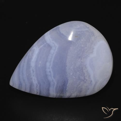 21.94ct طبيعي أزرق بنفسجى عقيق أبيض أو كالسيدونى, شكل الكمثرى, غير شفاف