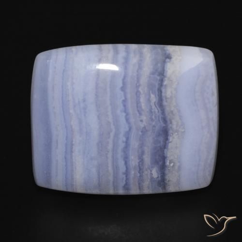 20.03ct طبيعي أزرق أرجوانى فاتح عقيق أبيض أو كالسيدونى, وسادة, غير شفاف