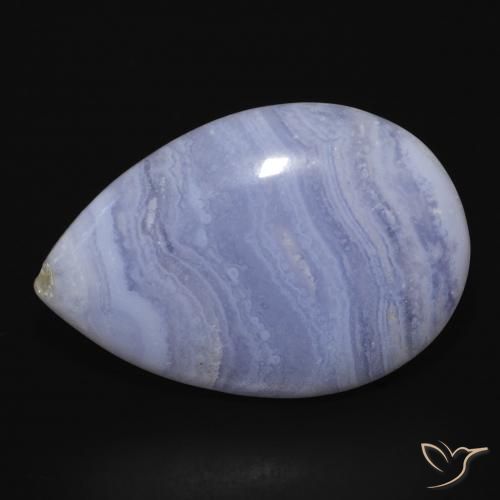 22.97ct طبيعي أزرق بنفسجى عقيق أبيض أو كالسيدونى, شكل الكمثرى, غير شفاف