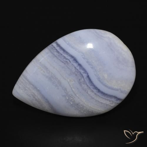 17.82ct طبيعي أزرق سماوى فاتح عقيق أبيض أو كالسيدونى, شكل الكمثرى, غير شفاف