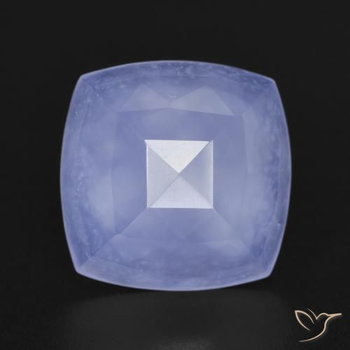 6.40ct طبيعي أزرق أرجوانى عقيق أبيض أو كالسيدونى, وسادة, نصف شفاف