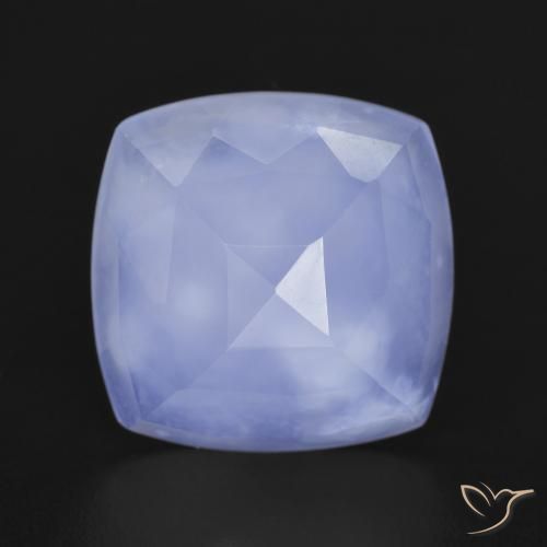 6.70ct طبيعي أزرق أرجوانى عقيق أبيض أو كالسيدونى, وسادة, نصف شفاف