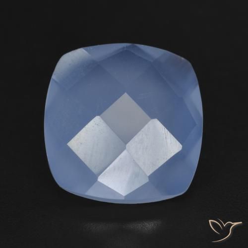 5.21ct طبيعي أزرق أرجوانى عقيق أبيض أو كالسيدونى, وسادة, نصف شفاف