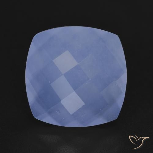 5.72ct طبيعي أزرق أرجوانى عقيق أبيض أو كالسيدونى, وسادة, نصف شفاف