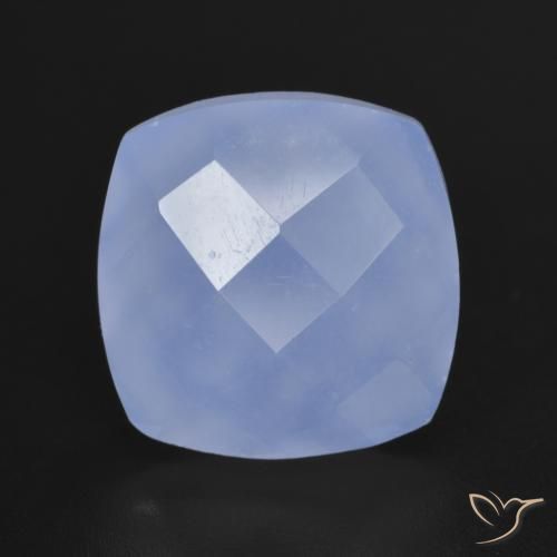 6.55ct طبيعي أزرق أرجوانى عقيق أبيض أو كالسيدونى, وسادة, نصف شفاف
