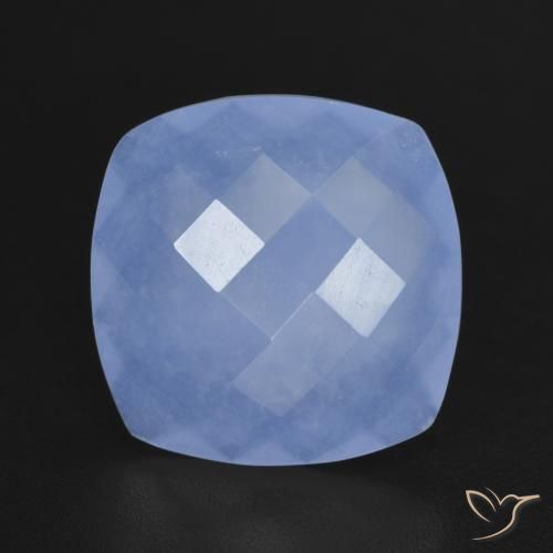 4.91ct طبيعي أزرق أرجوانى عقيق أبيض أو كالسيدونى, وسادة, نصف شفاف