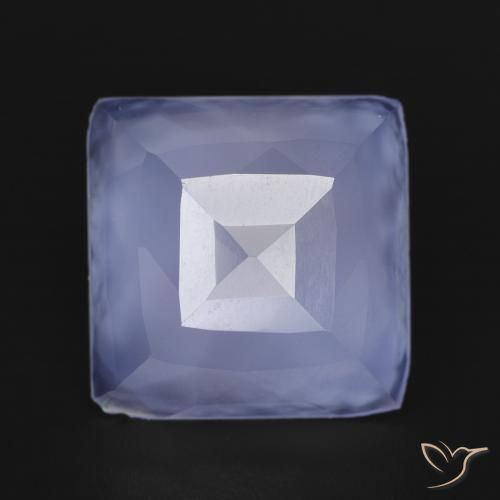 6.74ct طبيعي بنفسجى ملكى عقيق أبيض أو كالسيدونى, مربع, نصف شفاف