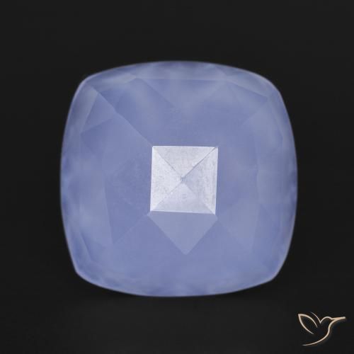 6.67ct طبيعي بنفسجى ملكى عقيق أبيض أو كالسيدونى, وسادة, نصف شفاف