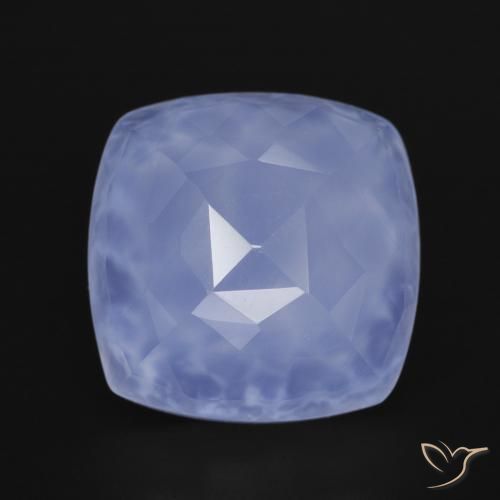 7.17ct طبيعي أزرق فاتح عقيق أبيض أو كالسيدونى, وسادة, نصف شفاف