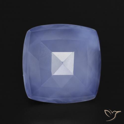 5.59ct طبيعي أزرق أرجوانى عقيق أبيض أو كالسيدونى, وسادة, نصف شفاف