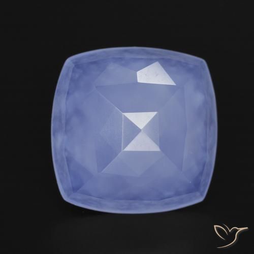5.91ct طبيعي أزرق أرجوانى فاتح عقيق أبيض أو كالسيدونى, وسادة, نصف شفاف