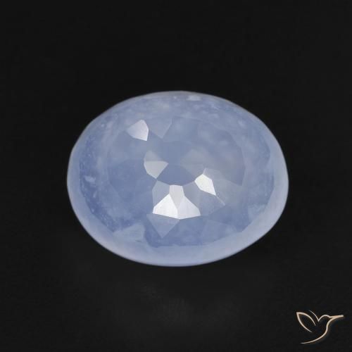 2.88ct طبيعي أزرق أرجوانى فاتح عقيق أبيض أو كالسيدونى, بيضوي, شفاف