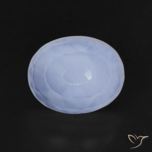 2.96ct طبيعي أزرق فاتح عقيق أبيض أو كالسيدونى, بيضوي, شفاف