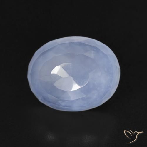 2.65ct طبيعي أزرق أرجوانى عقيق أبيض أو كالسيدونى, بيضوي, شفاف