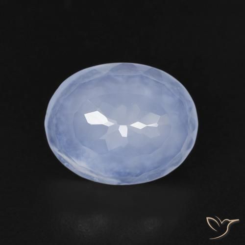 2.30ct طبيعي أزرق أرجوانى فاتح عقيق أبيض أو كالسيدونى, بيضوي, شفاف