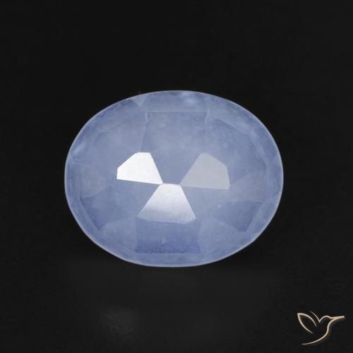 2.25ct طبيعي أزرق أرجوانى عقيق أبيض أو كالسيدونى, بيضوي, شفاف