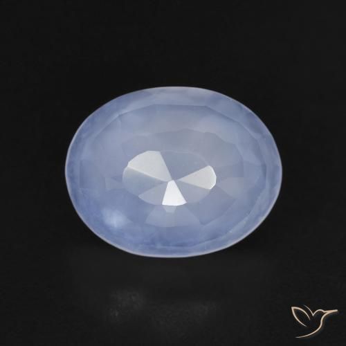 2.33ct طبيعي أزرق أرجوانى عقيق أبيض أو كالسيدونى, بيضوي, شفاف