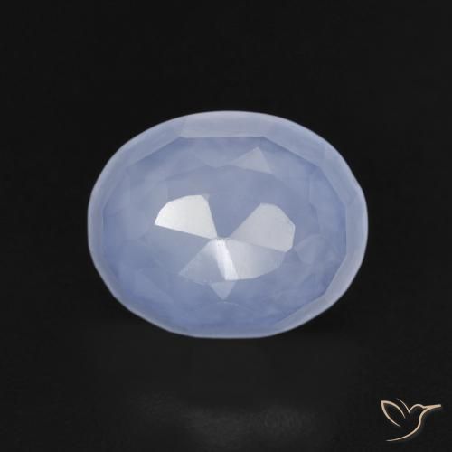 3.82ct طبيعي أزرق أرجوانى عقيق أبيض أو كالسيدونى, بيضوي, شفاف