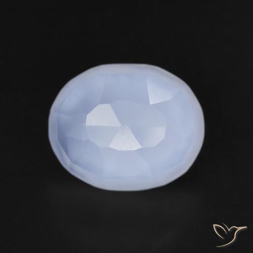 3.42ct طبيعي أزرق أرجوانى عقيق أبيض أو كالسيدونى, بيضوي, شفاف