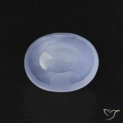 2.74ct طبيعي أزرق أرجوانى عقيق أبيض أو كالسيدونى, بيضوي, شفاف
