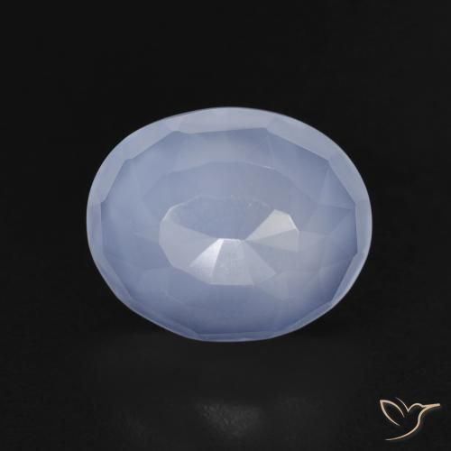 3.62ct طبيعي أزرق أرجوانى عقيق أبيض أو كالسيدونى, بيضوي, شفاف