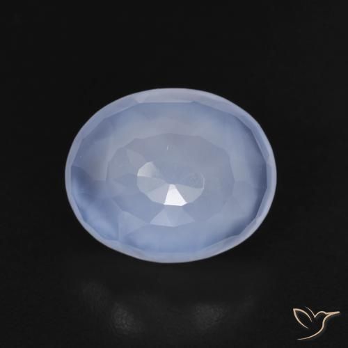 2.99ct طبيعي أزرق أرجوانى عقيق أبيض أو كالسيدونى, بيضوي, شفاف