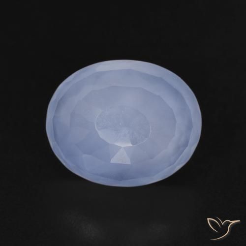 3.65ct طبيعي أزرق أرجوانى عقيق أبيض أو كالسيدونى, بيضوي, شفاف