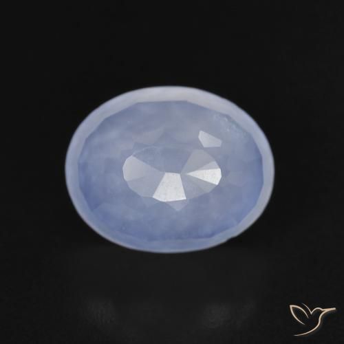 2.84ct طبيعي أزرق أرجوانى عقيق أبيض أو كالسيدونى, بيضوي, شفاف