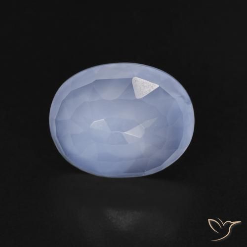 2.51ct طبيعي أزرق أرجوانى عقيق أبيض أو كالسيدونى, بيضوي, شفاف