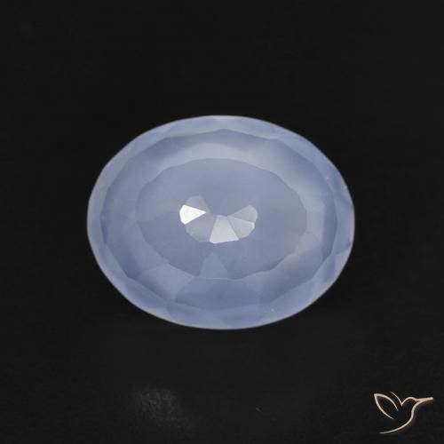 2.50ct طبيعي أزرق أرجوانى عقيق أبيض أو كالسيدونى, بيضوي, شفاف