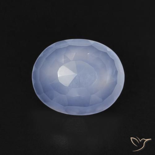 2.28ct طبيعي أزرق أرجوانى عقيق أبيض أو كالسيدونى, بيضوي, شفاف