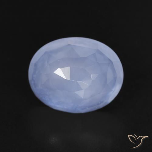 2.67ct طبيعي أزرق أرجوانى عقيق أبيض أو كالسيدونى, بيضوي, شفاف