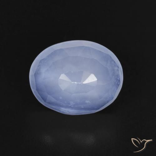 2.34ct طبيعي أزرق أرجوانى عقيق أبيض أو كالسيدونى, بيضوي, شفاف