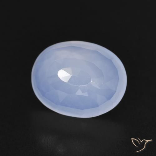2.58ct طبيعي أزرق أرجوانى عقيق أبيض أو كالسيدونى, بيضوي, شفاف