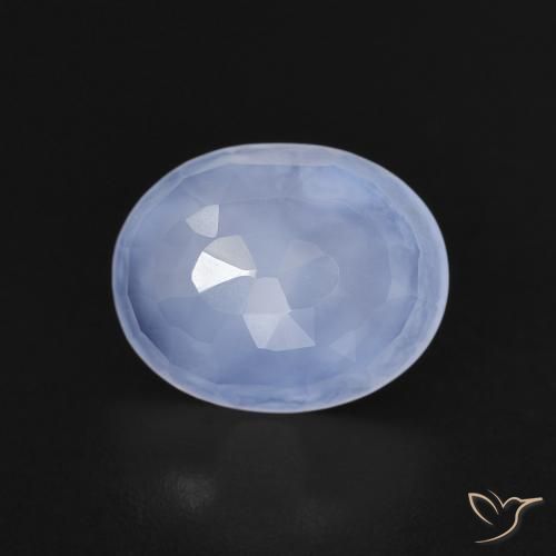 2.35ct طبيعي أزرق أرجوانى فاتح عقيق أبيض أو كالسيدونى, بيضوي, شفاف