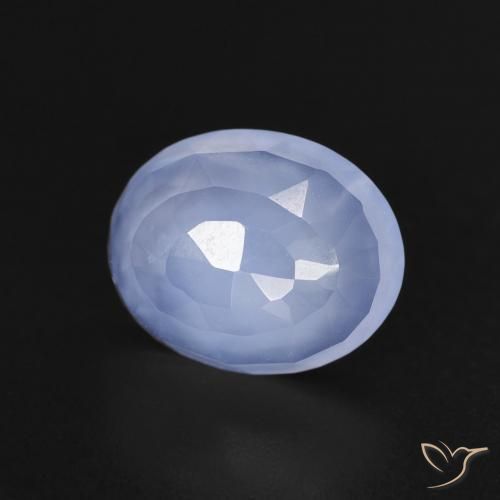 2.48ct طبيعي أزرق أرجوانى عقيق أبيض أو كالسيدونى, بيضوي, شفاف